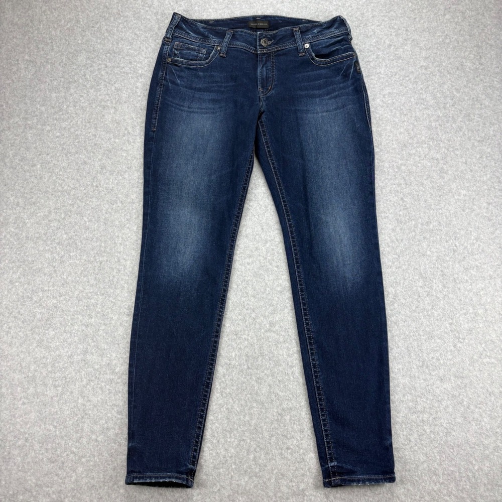 Silver Jeans Womens 33 Blue Suki Skinny Dark Wash Stretch Denim Mid Rise Curvy